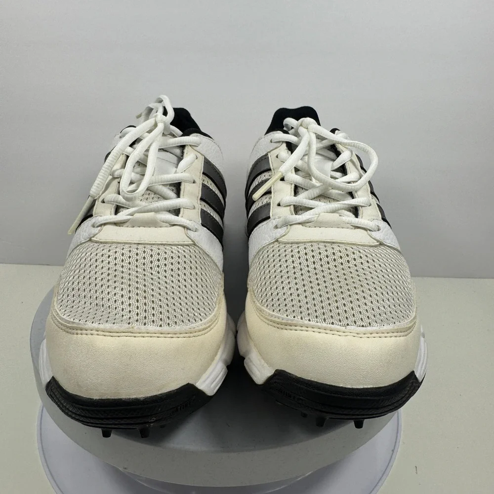 Adidas Traxion Golf Shoes White Gray Spikeless Lace Up Athletic Mens 7.5‎